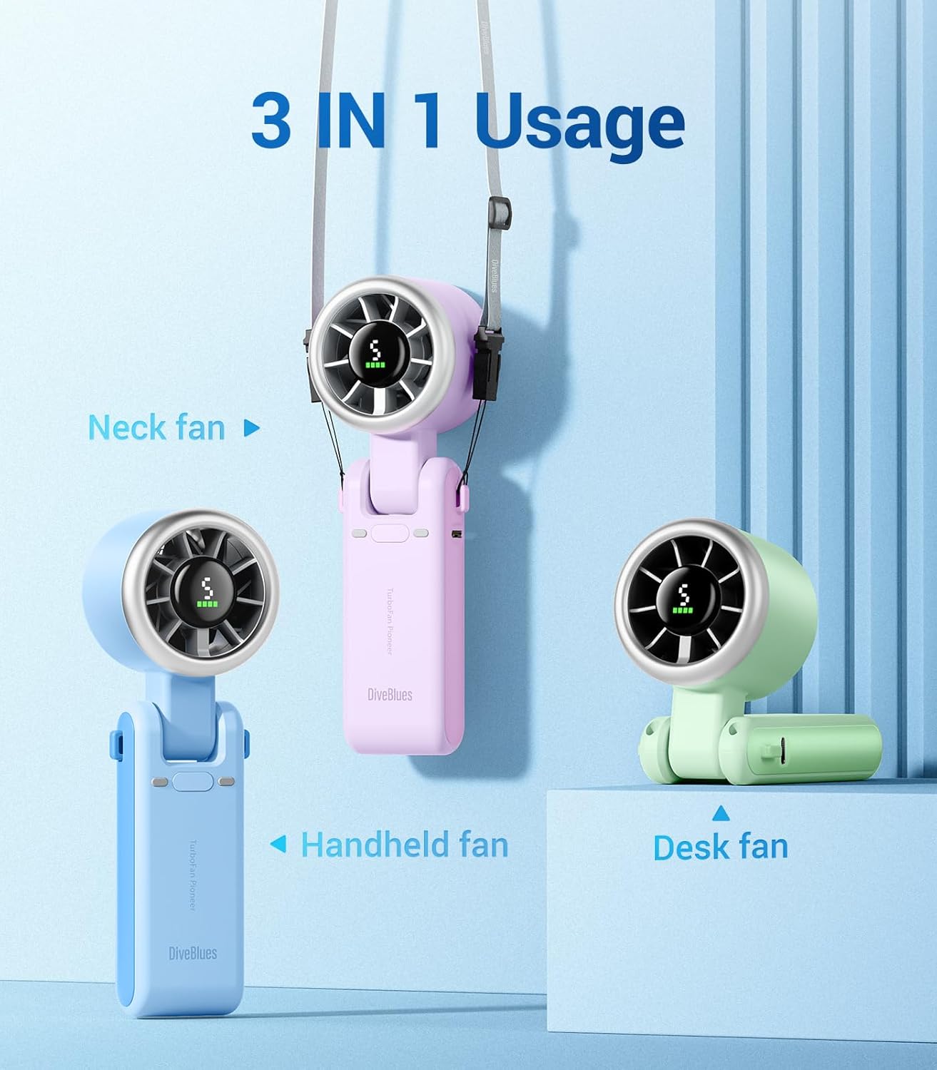 TurboCool 3-in-1 Handheld Fan