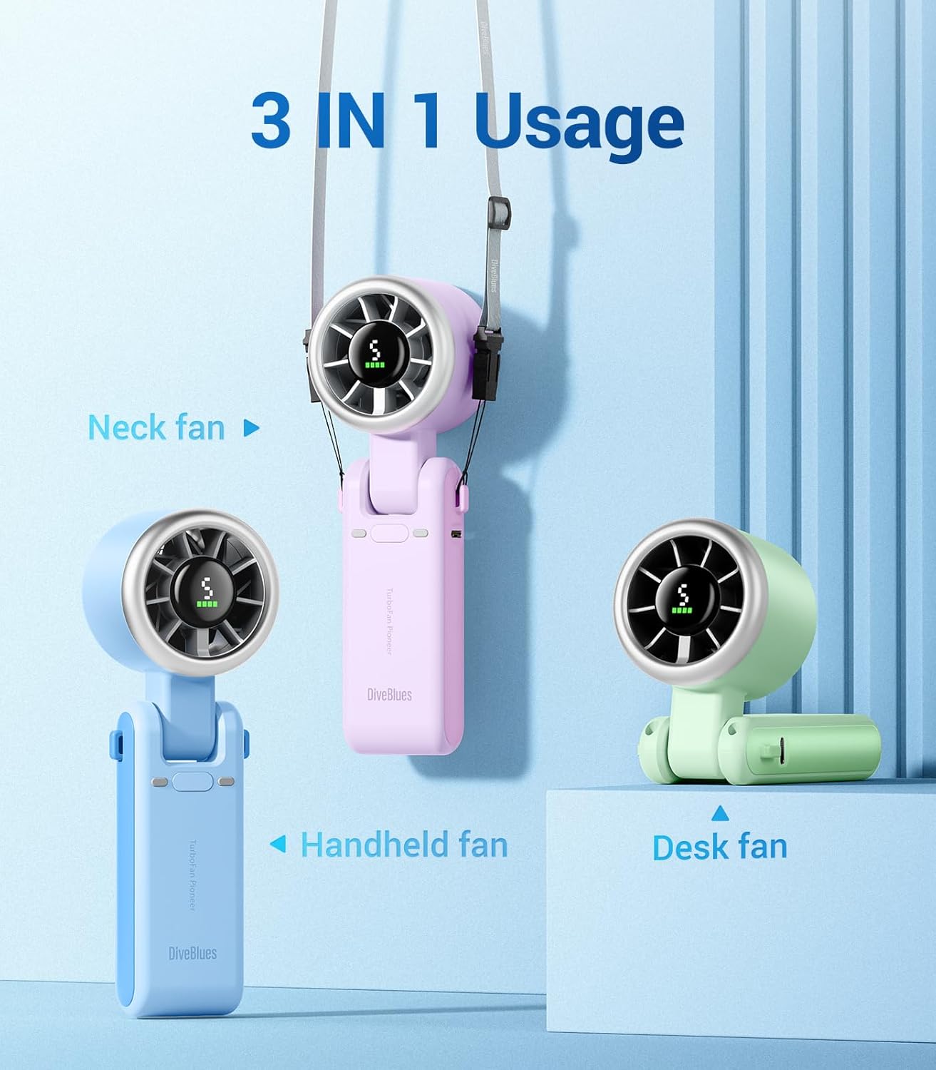 TurboCool 3-in-1 Handheld Fan