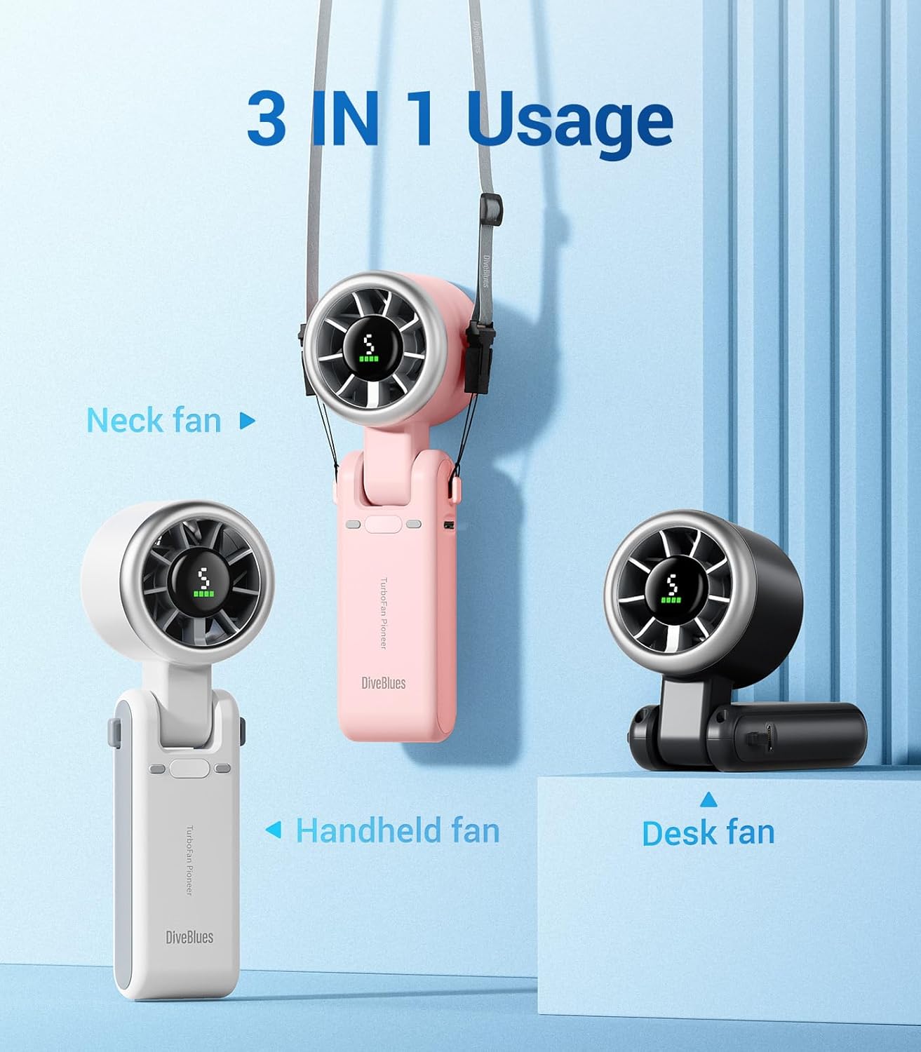 TurboCool 3-in-1 Handheld Fan