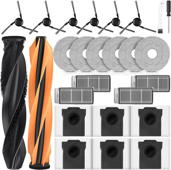 Replacement Parts for Dreame X50 Ultra Robot Vacuum - 26-Piece Accessory Kit with 2 Main Brushes, 6 Side Brushes, 6 Dust Bags, 4 HEPA Filters, 6 Mop Pads, Cleaning Tool & Screwdriver       <div style="display:flex"><button type="button" id="importModal" s