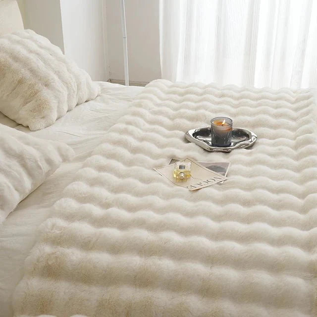Rabbit Faux-Fur Blanket Throw