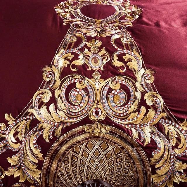 Golden Fier Red And Gold Duvet Cover Set (Long-staple Sateen Cotton)